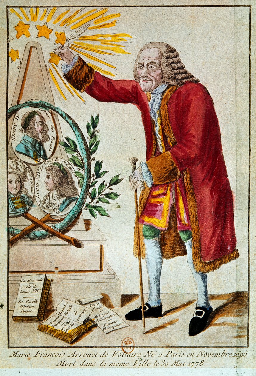 Voltaire (ručně kolorovaný lept) od French School