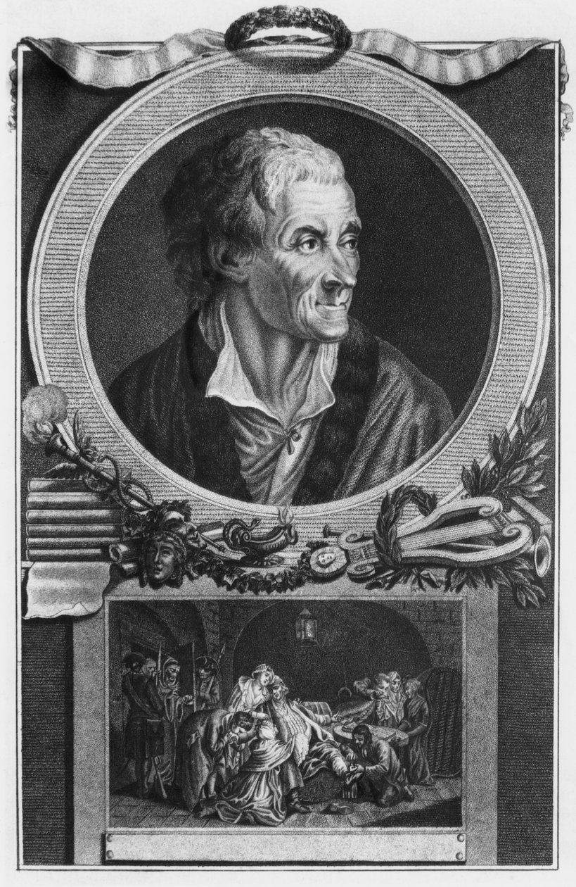 Aféra Voltaire a Calas (rytina) (černobílá fotografie) od French School