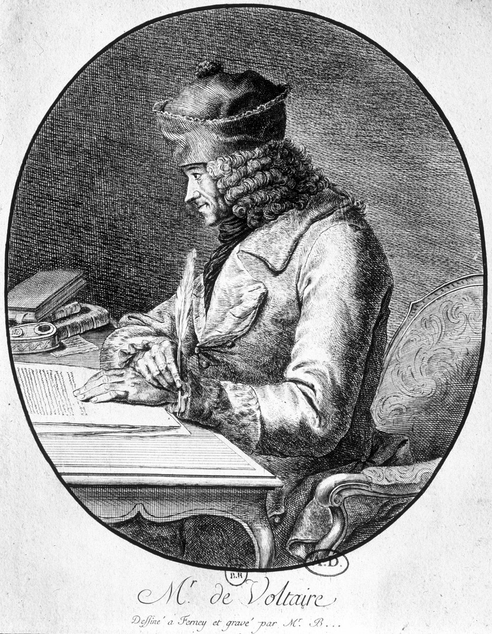 Voltaire u svého pracovního stolu od French School
