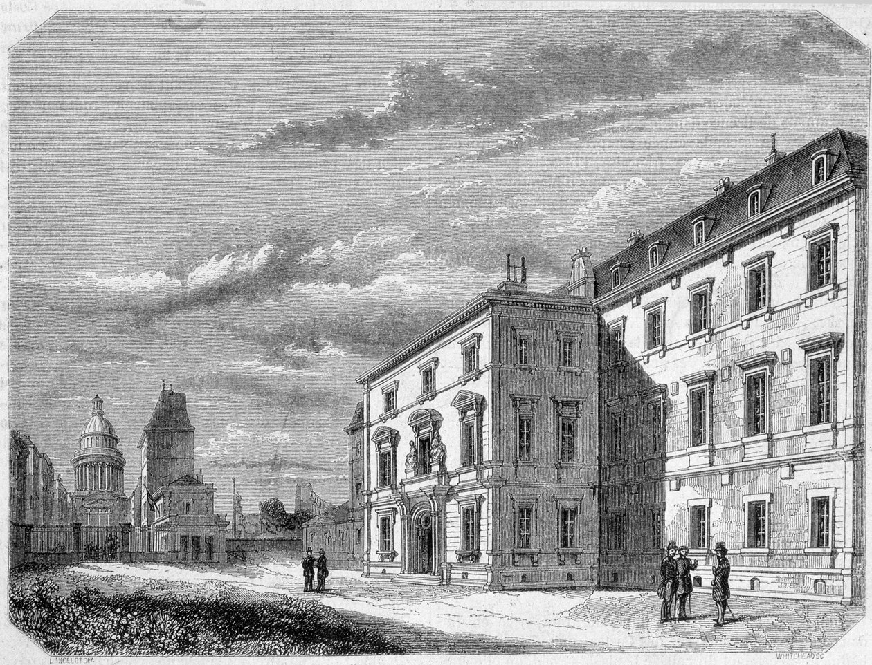 Pohled na Ecole Normale - rytina, konec 19. století od French School