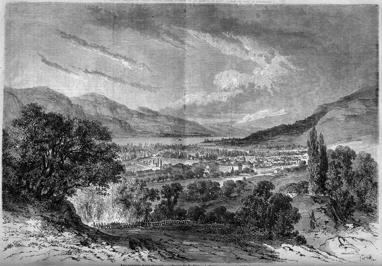 Pohled na město Aix les Bains (Aix-les-Bains), Savojsko (73) od French School