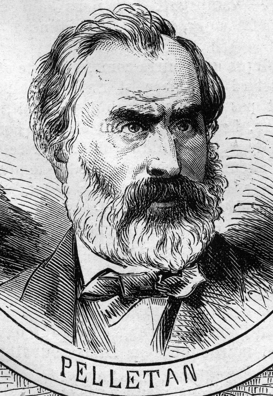 Válka 1870 - Vláda národní obrany: portrét Eugena Pelletana (1813-1884), člena prozatímní vlády z roku 1870. Rytina v „“ Le Monde Illustré““ č. 706 z 22. října od French School
