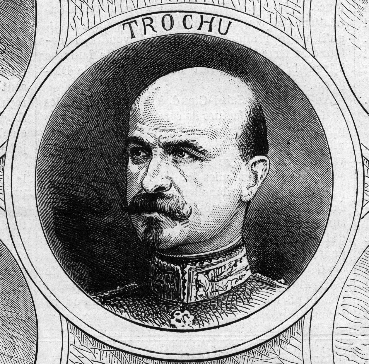 Válka 1870 – Vláda národní obrany: portrét generála Louise Julese Trochu (1815-1896), prezidenta prozatímní vlády z roku 1870. Rytina v „“ Le Monde Illustré““ č. 706 z 22. října od French School