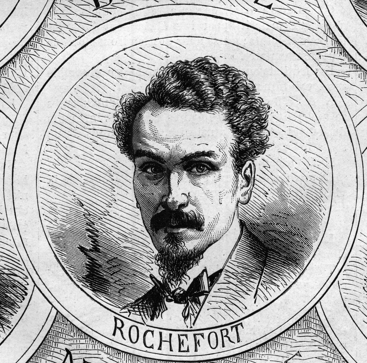 Válka 1870 – Vláda národní obrany: portrét Henriho Rocheforta (1831-1913), člena prozatímní vlády z roku 1870. Rytina v „“ Le Monde Illustré““ č. 706 z 22. října od French School