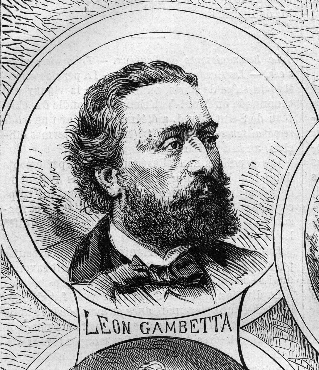Válka 1870 - Vláda národní obrany: portrét Leona Gambetty (1838-1882), člena prozatímní vlády z roku 1870. Rytina v „“ Le Monde Illustré““ č. 706 z 22. října od French School