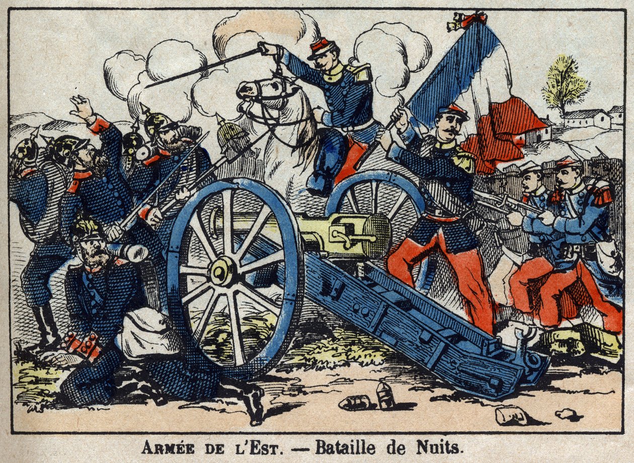 Válka roku 1870 mezi Francií a Pruskem: Bitva Nights-Saint-George na Zlatém pobřeží mezi Němci a východní Armee v roce 1870. Epinal Images od French School