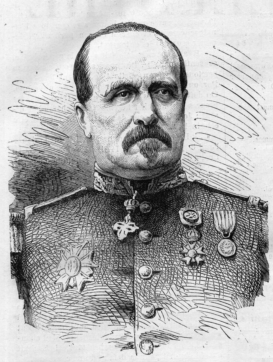 Válka 1870: portrét Julese Marie Ladreit de La Charriere (1806-1870), francouzský voják. Rytina v „“ Le Monde Illustré““ č. 714 ze 17. prosince 1870. od French School