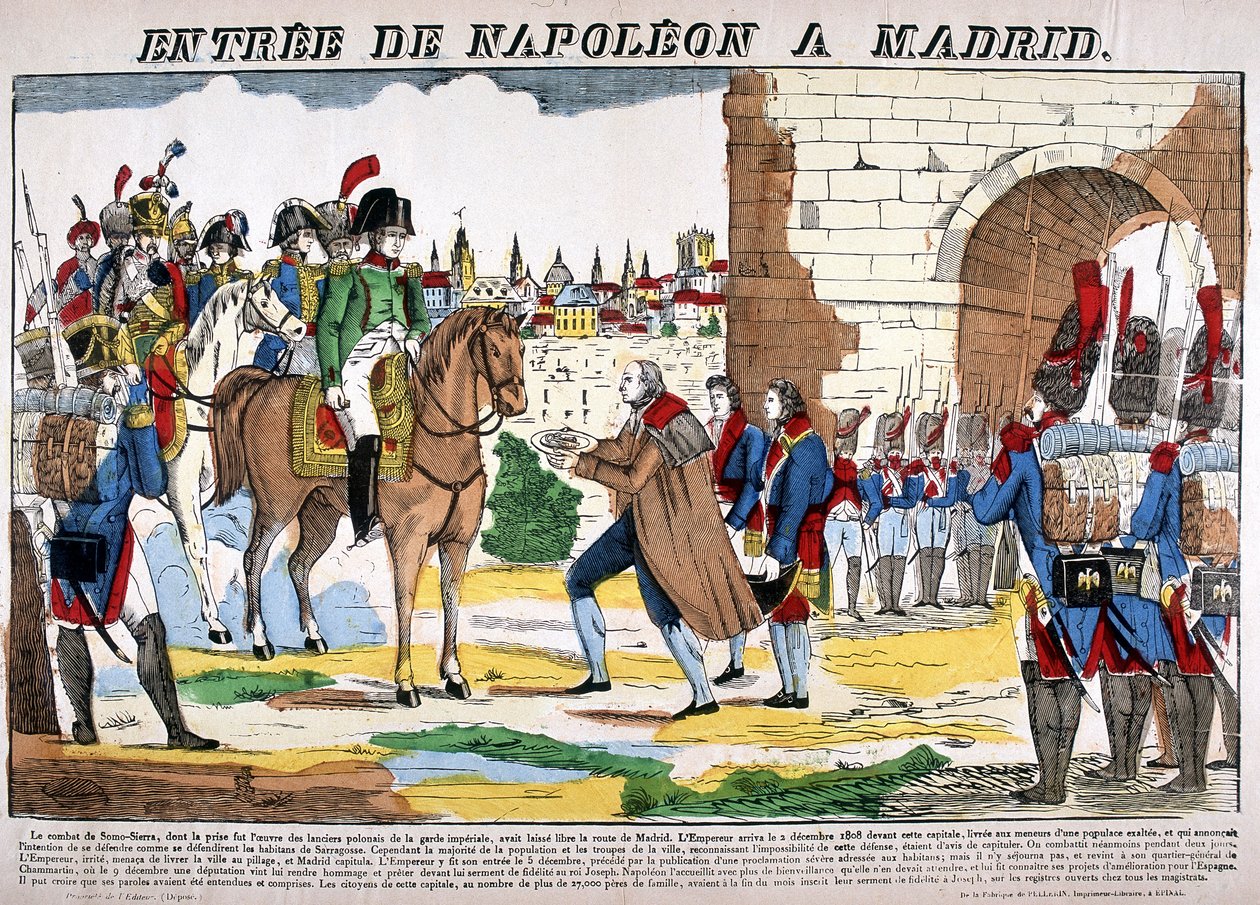 Válka na poloostrově (1807-1814) - Vjezd Napoleona I. do Madridu 2.12.1808. Obrázek Epinal od French School