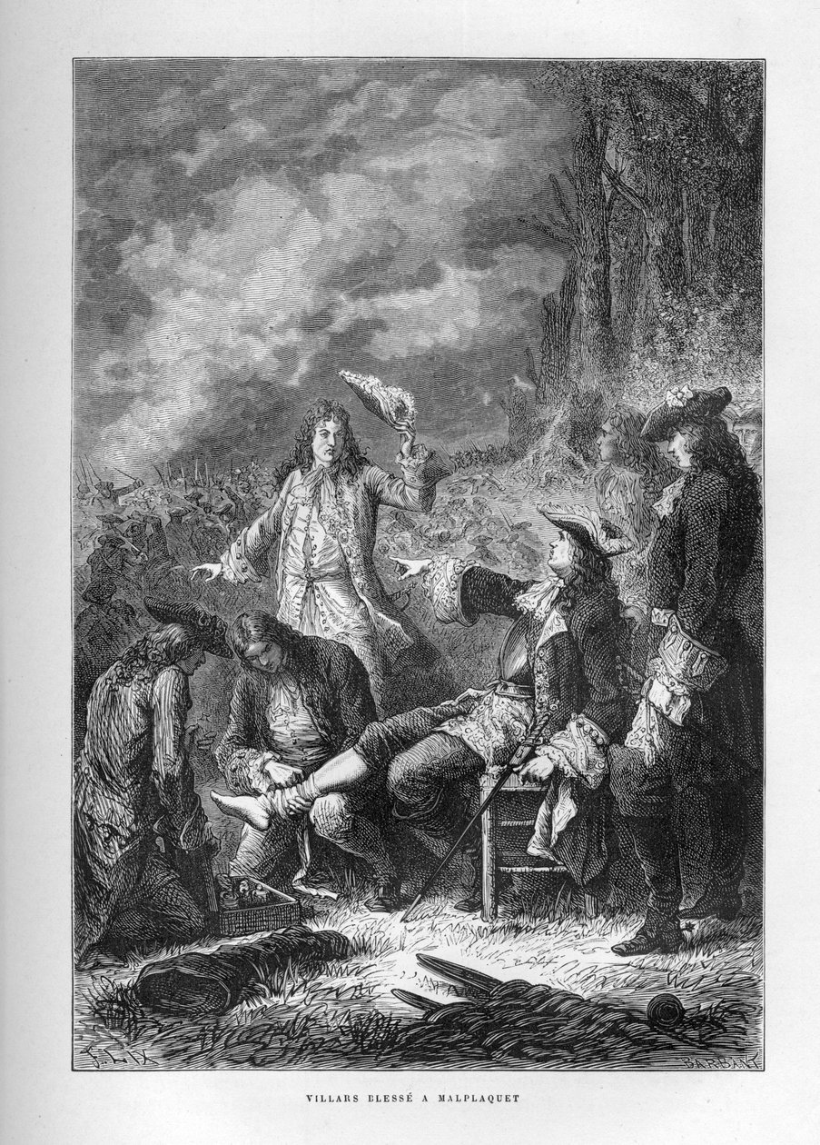 Válka o španělské dědictví: Marechal z Villars (Claude Louis Hector) (1653-1734) v bitvě u Malplaquet (Belgie), 11. září od French School