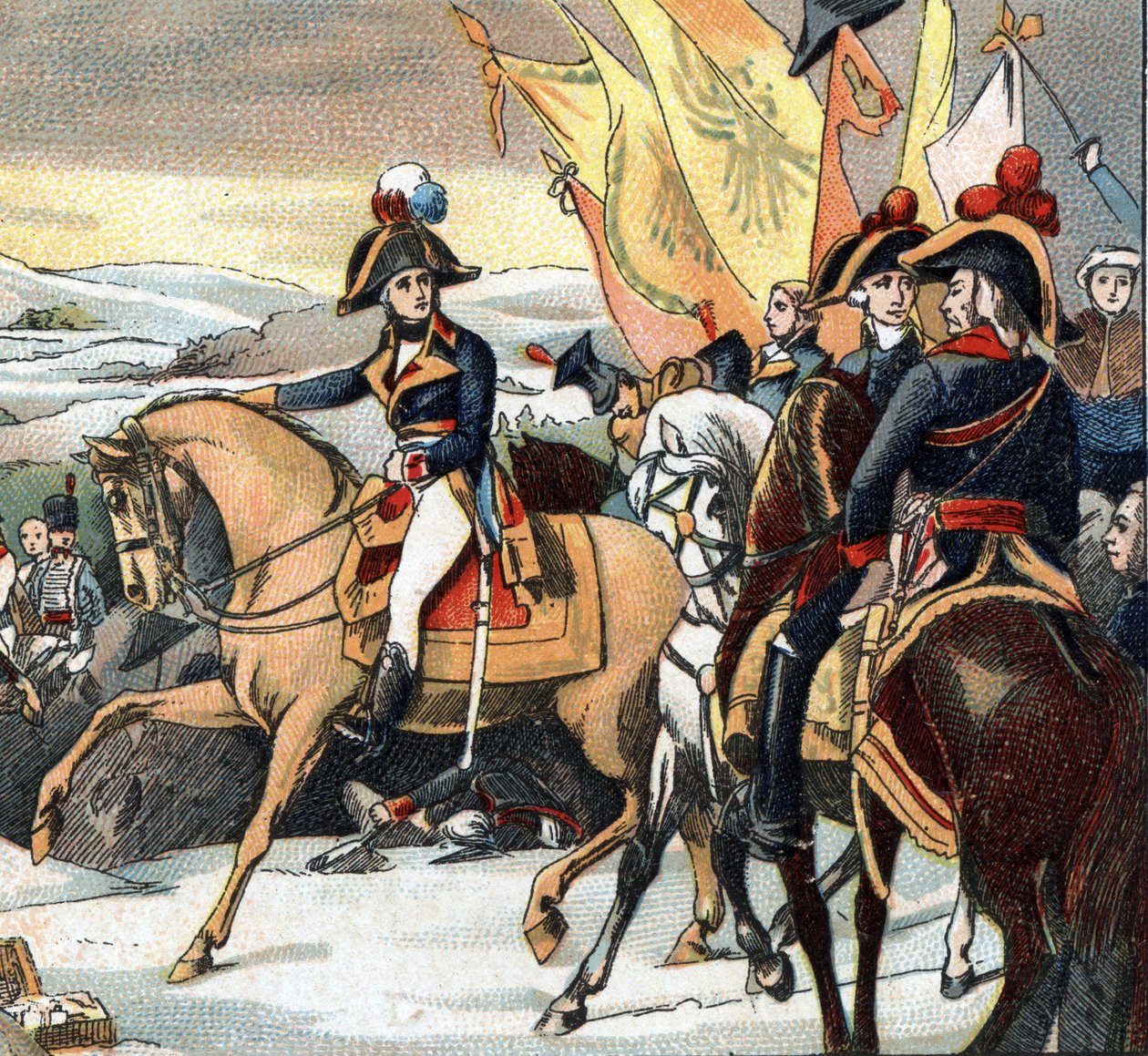 Války francouzské revoluce: vítězství Jeana Victora (Jean-Victor) Moreau (1763-1813) nad Rakušany, kterým velel arcivévoda Jean 3. prosince 1800 v bitvě u Hohenlindenu (Baviere – Německo). od French School