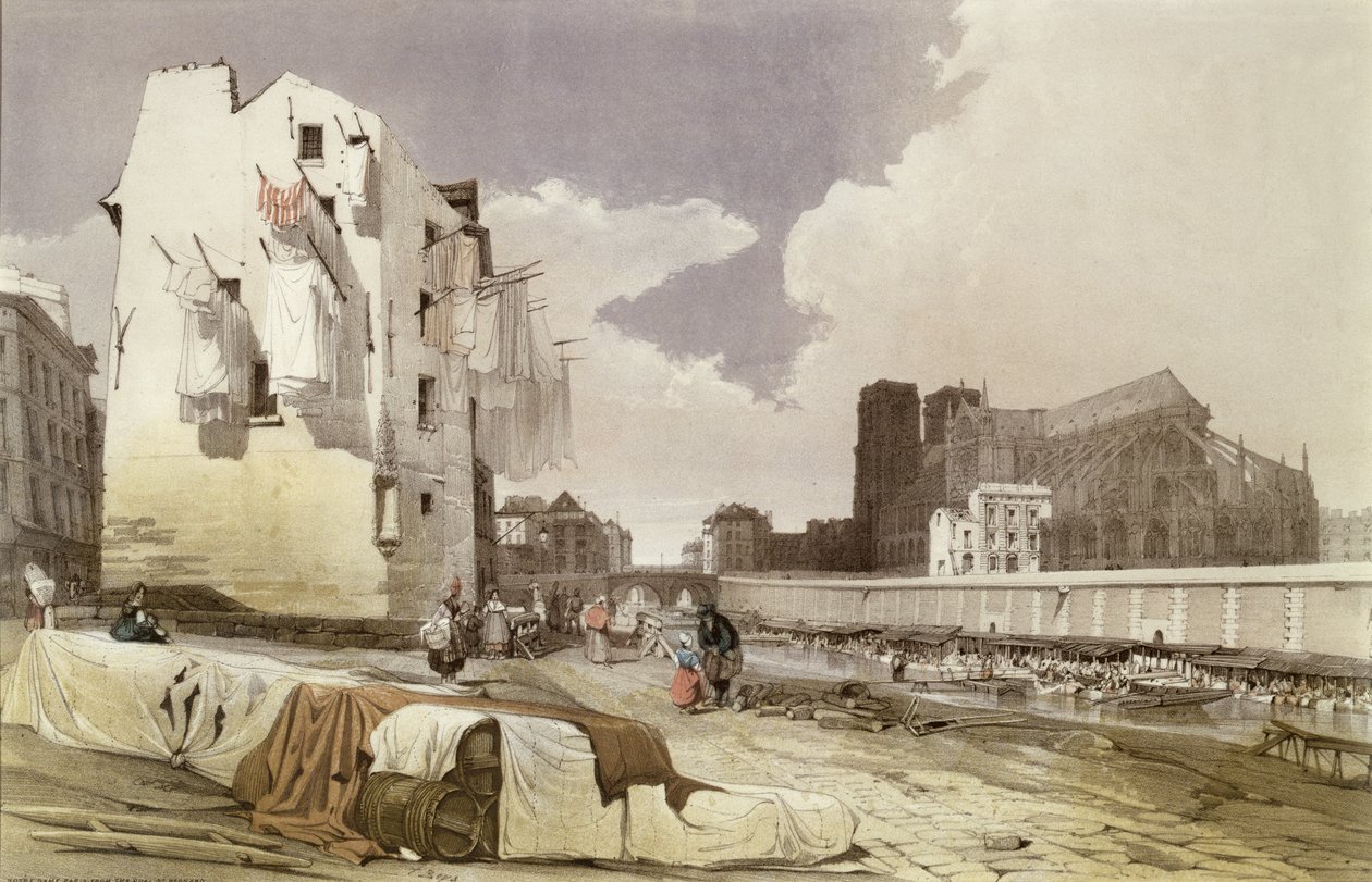 Umývačky v Lavoirs na Quai Montebello, kolem roku 1840 od French School
