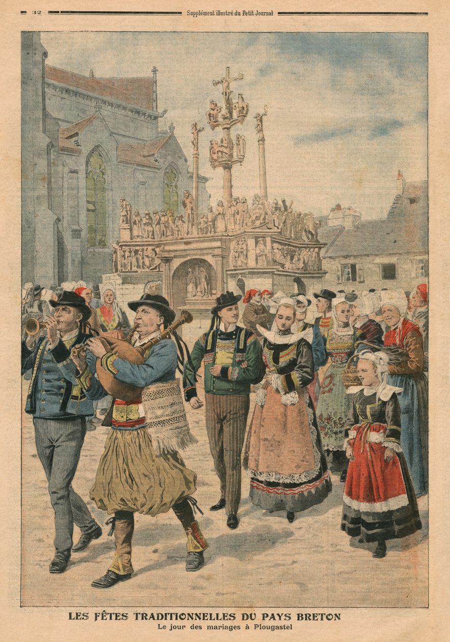 Svatební den v Plougastel, Bretaň, ilustrace z Le Petit Journal, příloha ilustrovaná, 27. ledna 1907 od French School