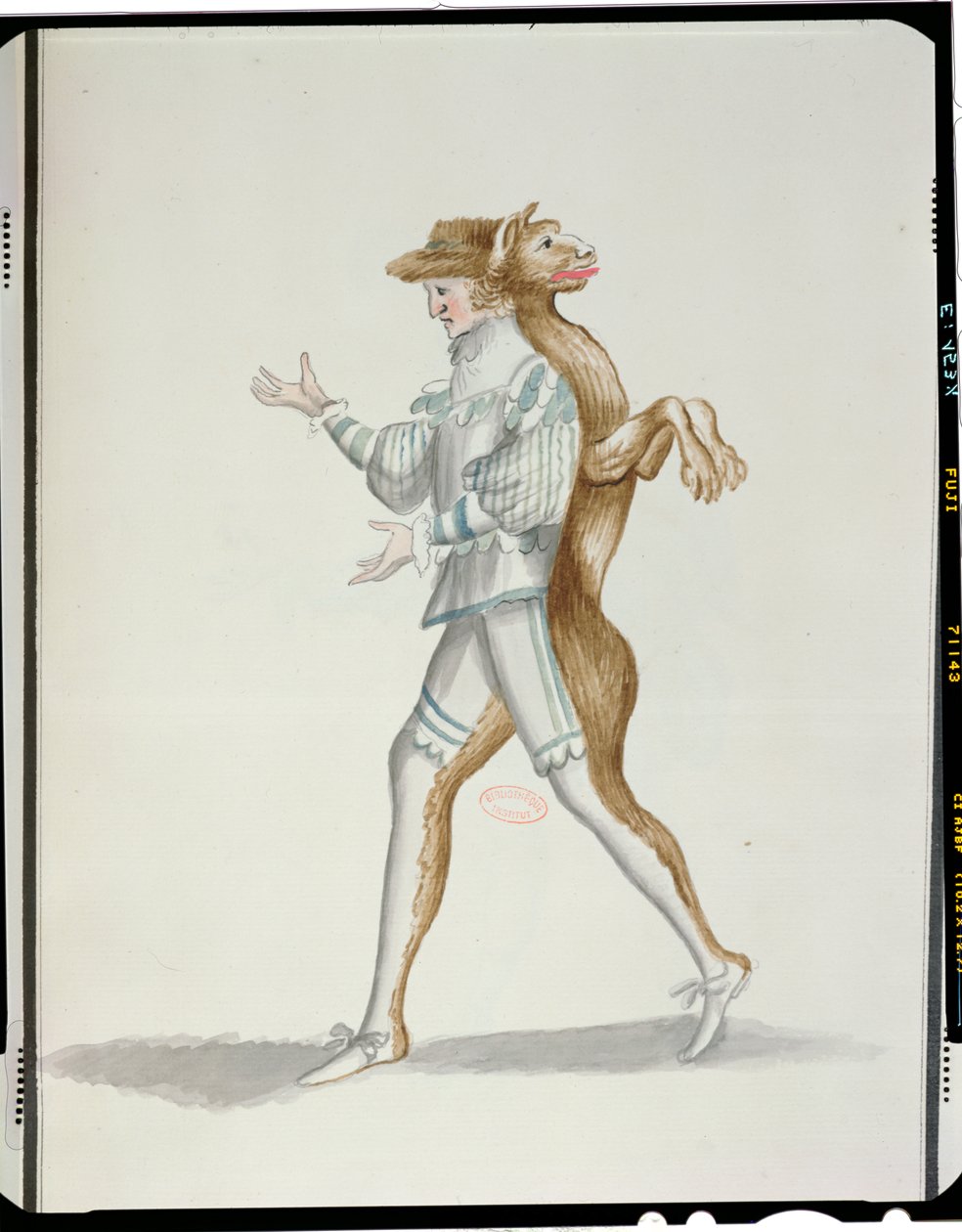 Kostým vlkodlaka pro Ballet de la Nuit od Jean-Baptiste Lullyho (1632-87) tančil Ludvík XIV., 23. února 1653 (wc na papíře) od French School