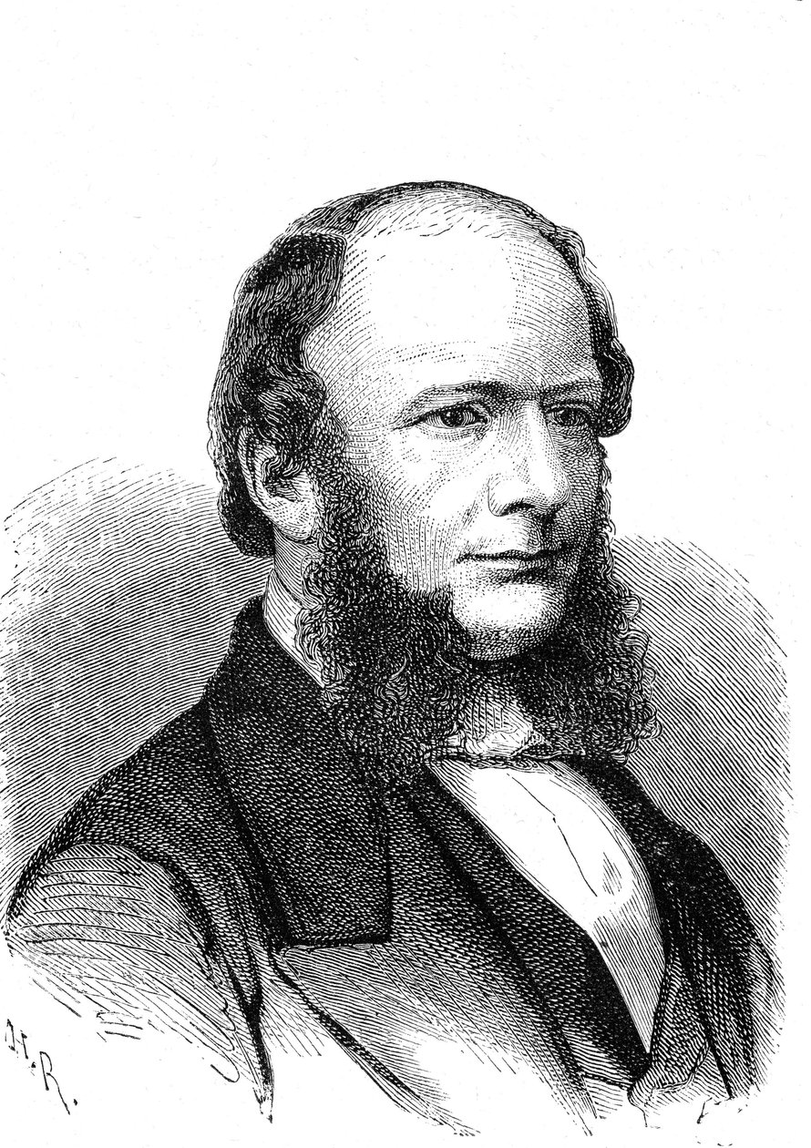 Werner Von SIEMENS (1816-1892), saksalainen keksijä ja teollisuusmies (sähkölennätin). Kaiverrus 1868 od French School