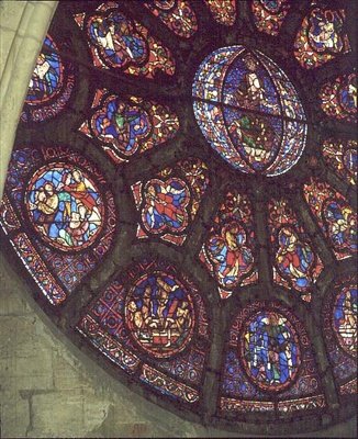 West Rose Window, detail Posledního soudu, cca 1225 (vitráže) od French School