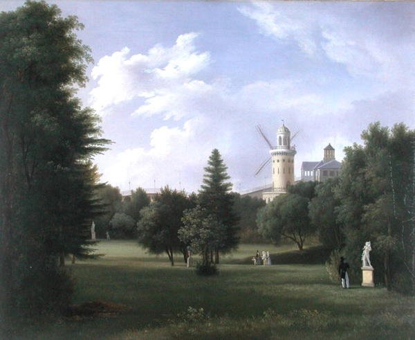 Větrný mlýn ve Folie-Beaujon v Paříži, kolem roku 1830 (olej na plátně) od French School