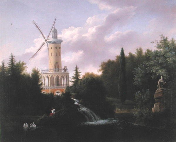 Větrný mlýn ve Folie-Beaujon v Paříži, kolem roku 1830 od French School