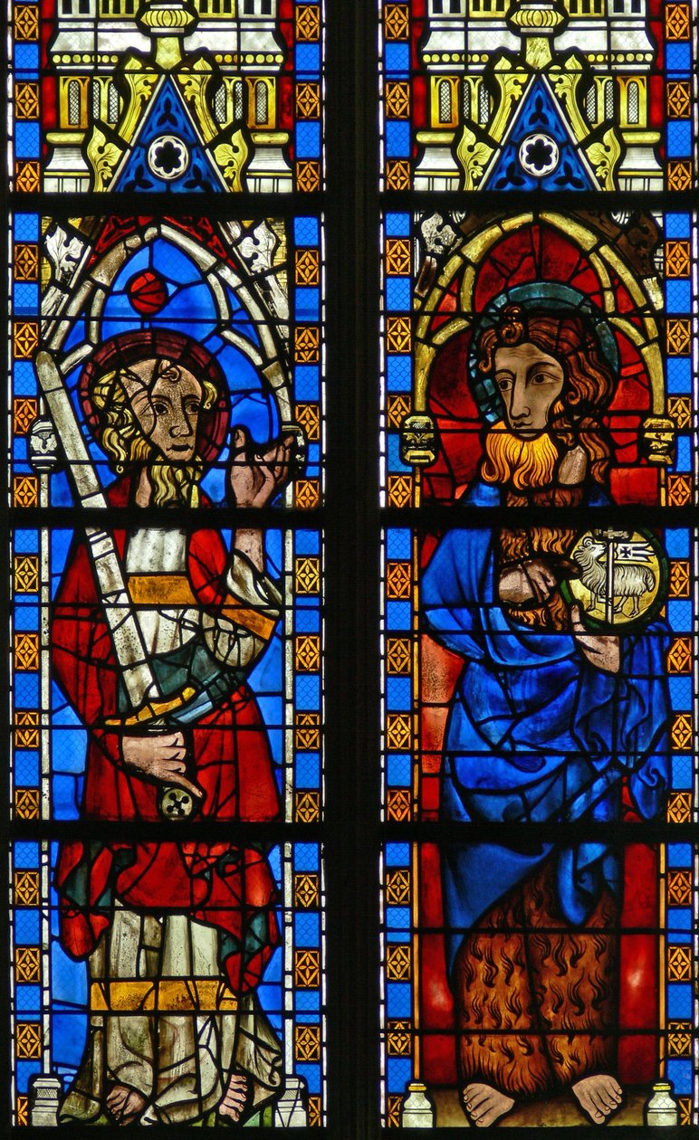 Okno Narthex S zobrazující svatého Jana Křtitele a svatého Pavla od French School