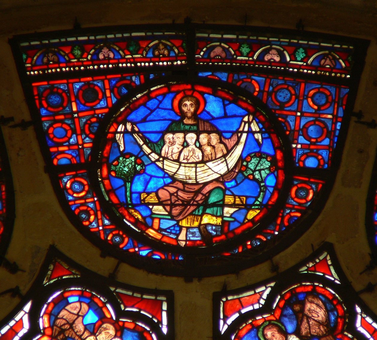 Okno Ww zobrazující lůno Abrahamovo od French School