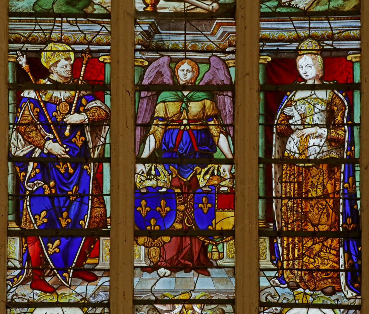 Okno zobrazující Saint Louis a Marguerite de Provence (vitráže) od French School