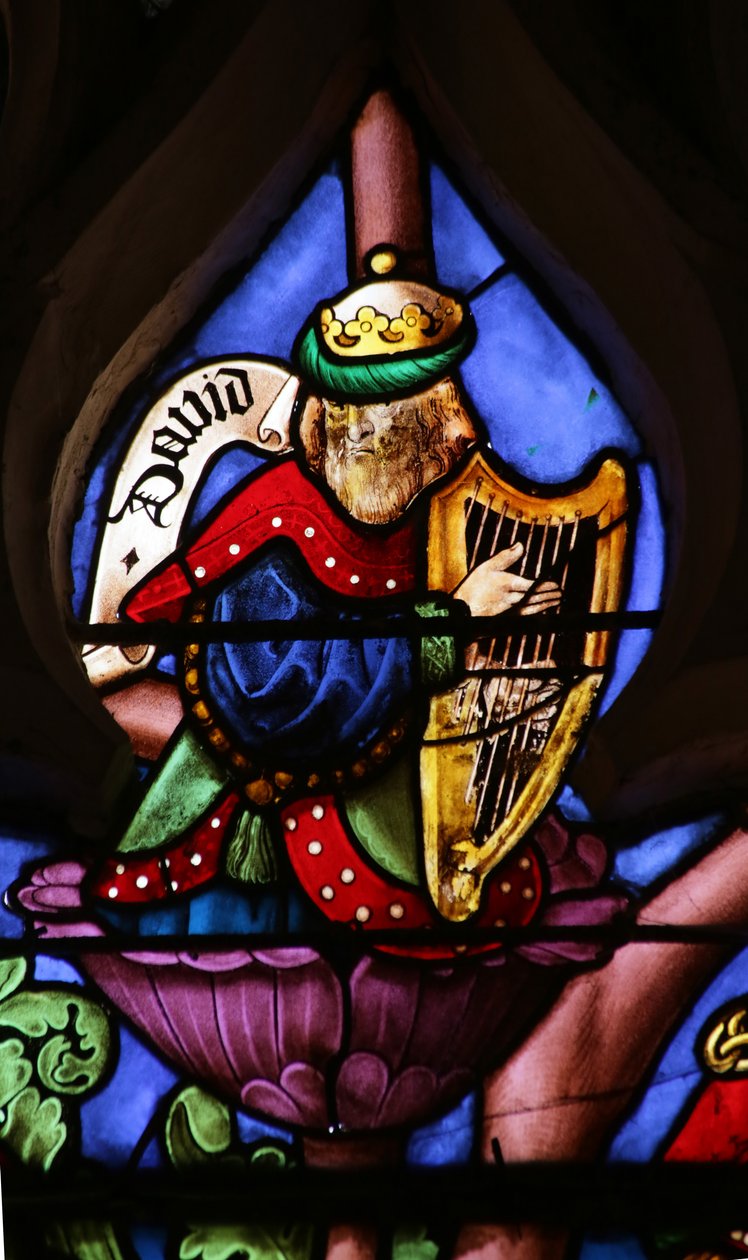 Okno zobrazující Tree of Jesse: David s harfou od French School
