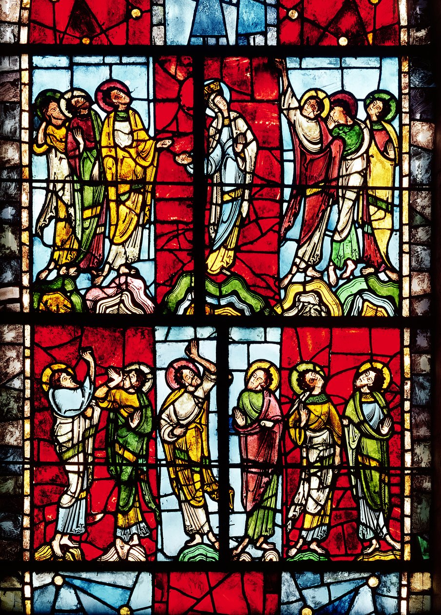 Okno zobrazující Nanebevstoupení, c.1145 od French School