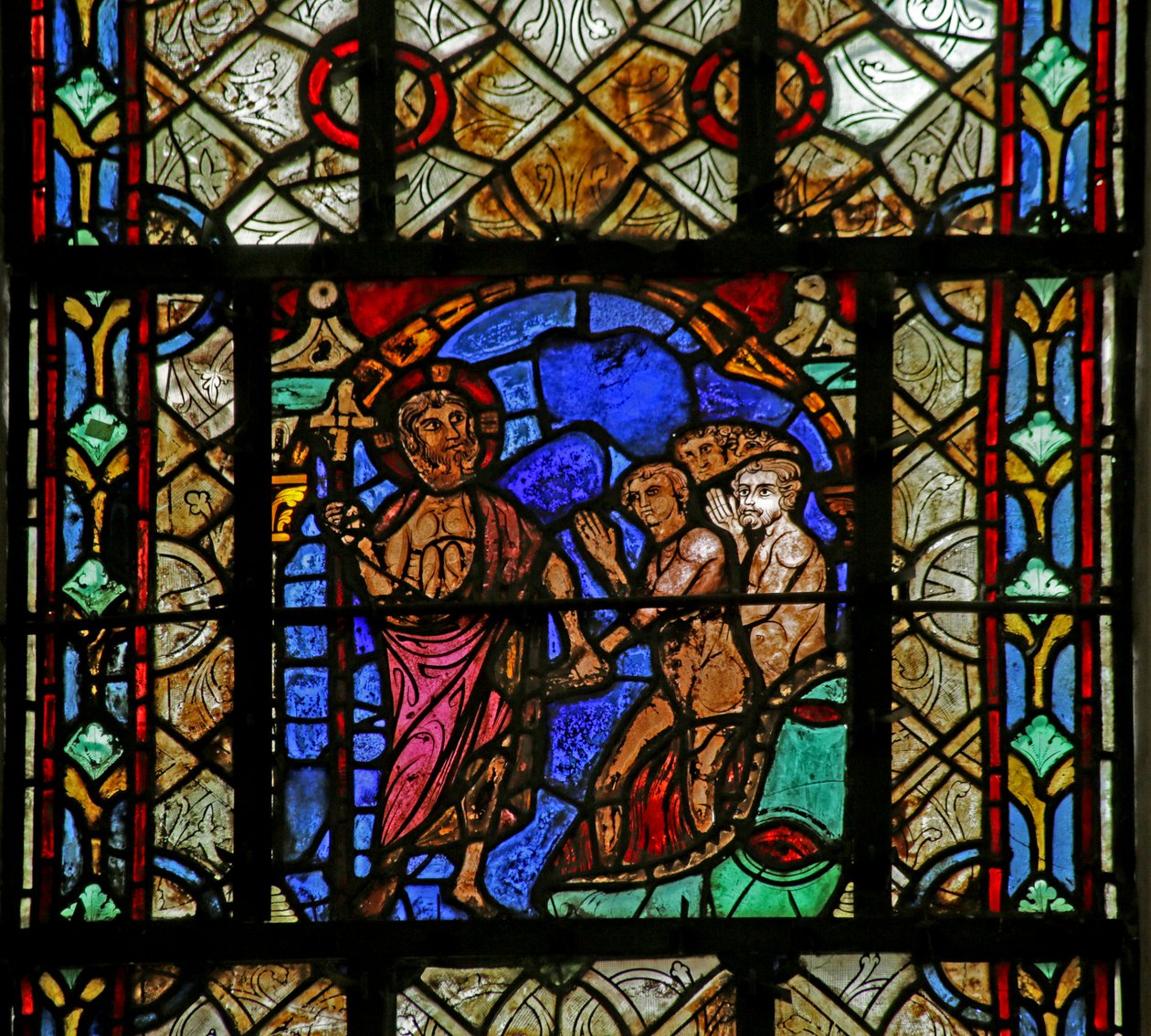Okno zobrazující Harrowing of Hell od French School