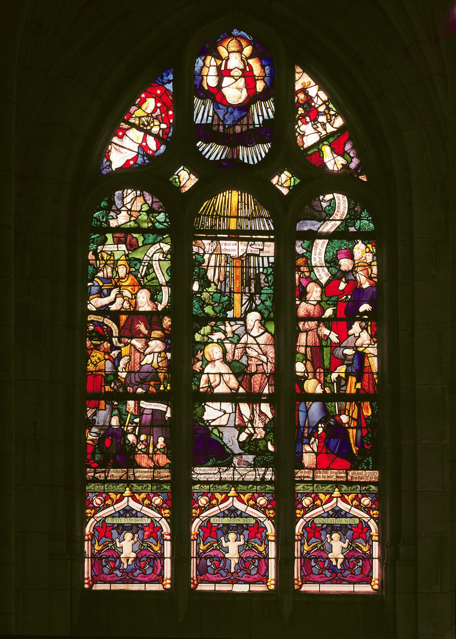 Okno zobrazující křest Krista, 1490 od French School