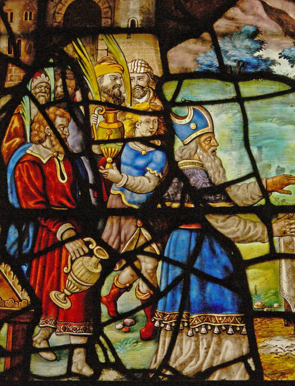 Okno v Charnier (w.12) zobrazující Melchisedechovu oběť od French School