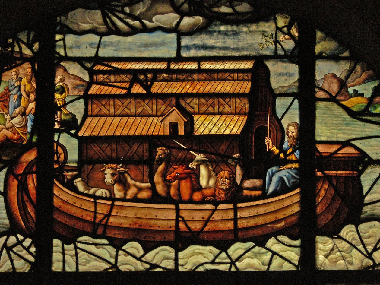 Okno v Charnier (w.3) zobrazující detail z Noemovy archy od French School