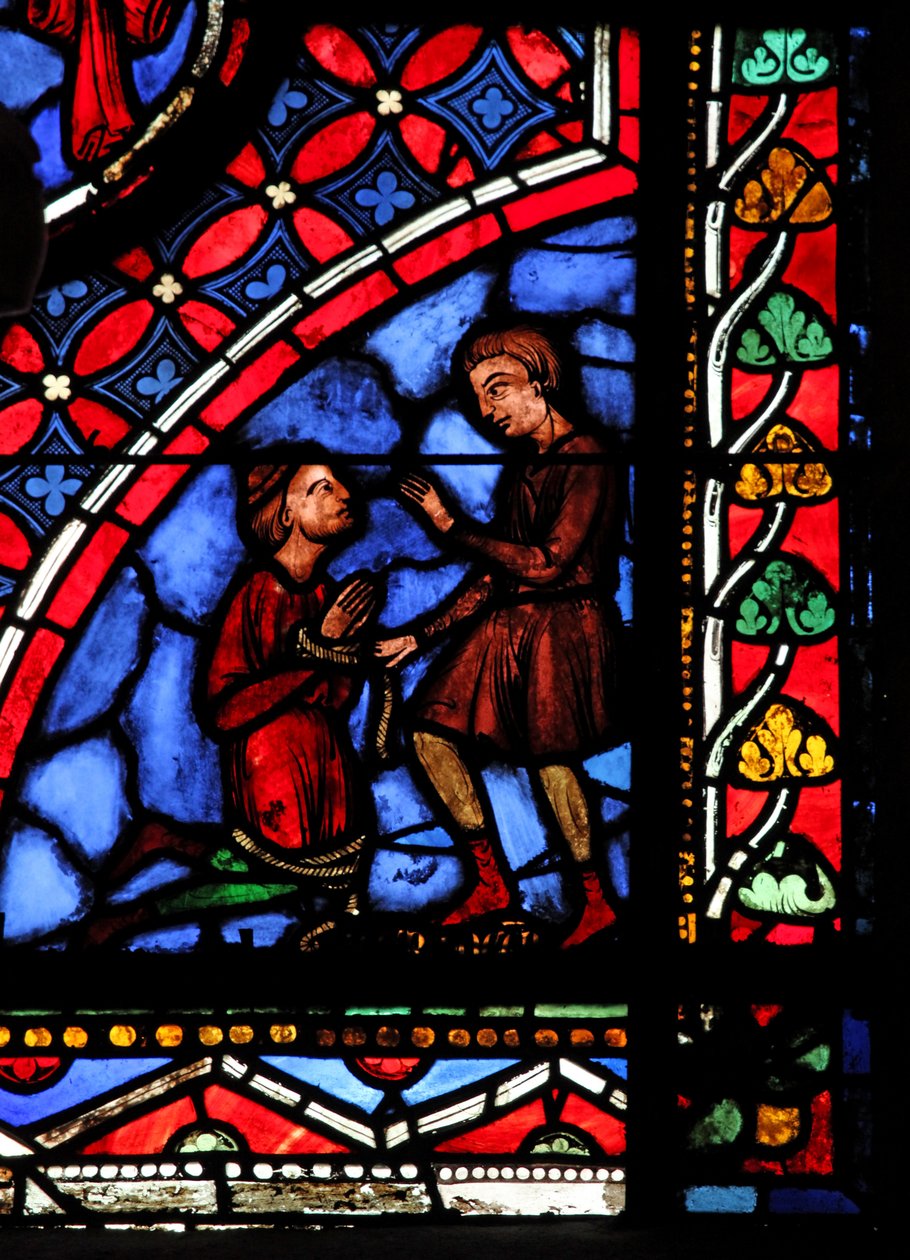 Okno w05 zobrazující kouzelníka Hermogena a Philéta od French School