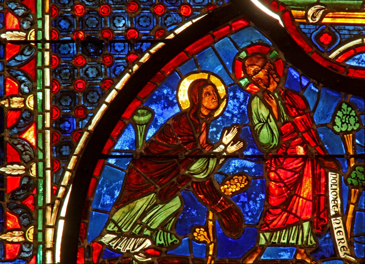 Okno w0 zobrazující scénu Vzkříšení: zjevení se Marii Magdaleně od French School