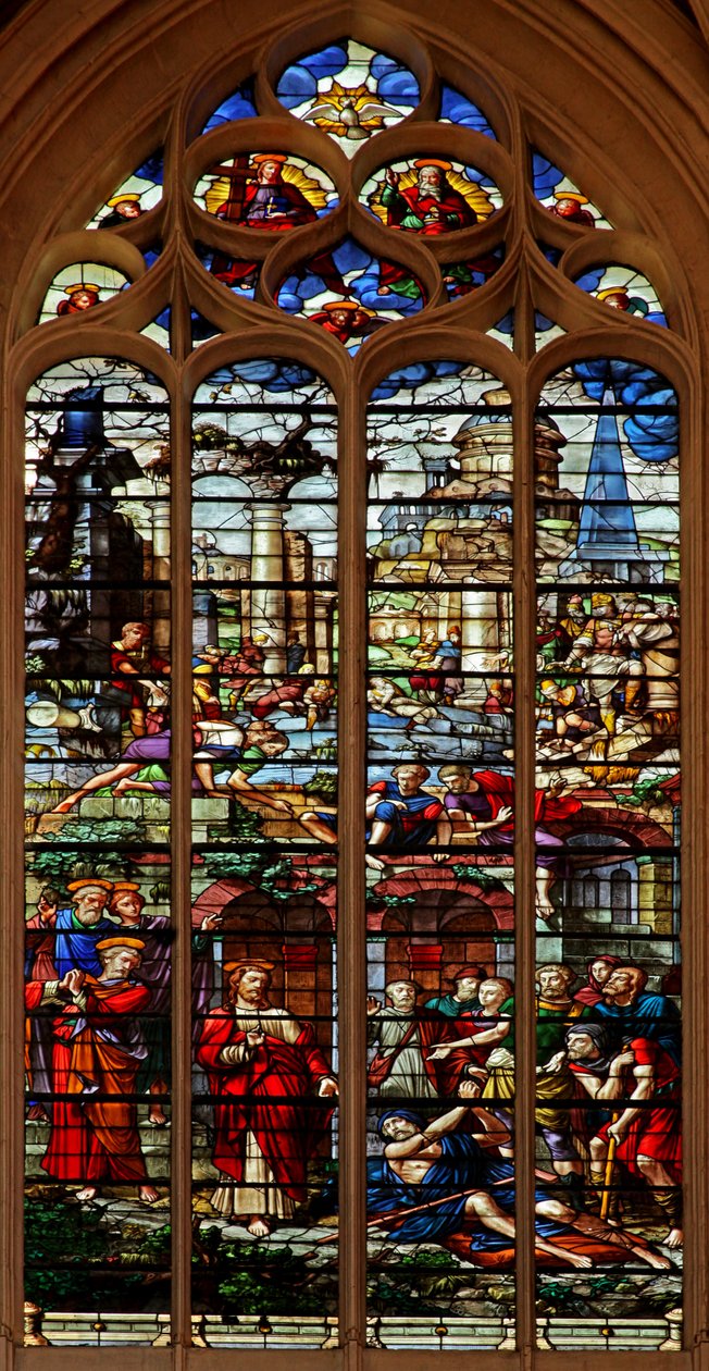 Okno w103 zobrazující Krista uzdravujícího ochrnutého od French School