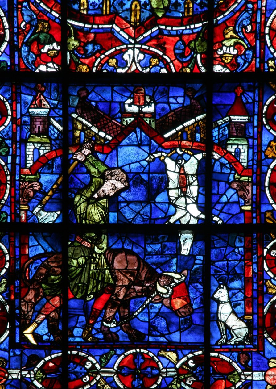 Okno w103 zobrazující dárce - řezníky od French School