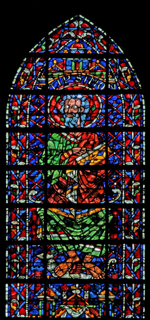 Okno w106 zobrazující svatého Šimona od French School