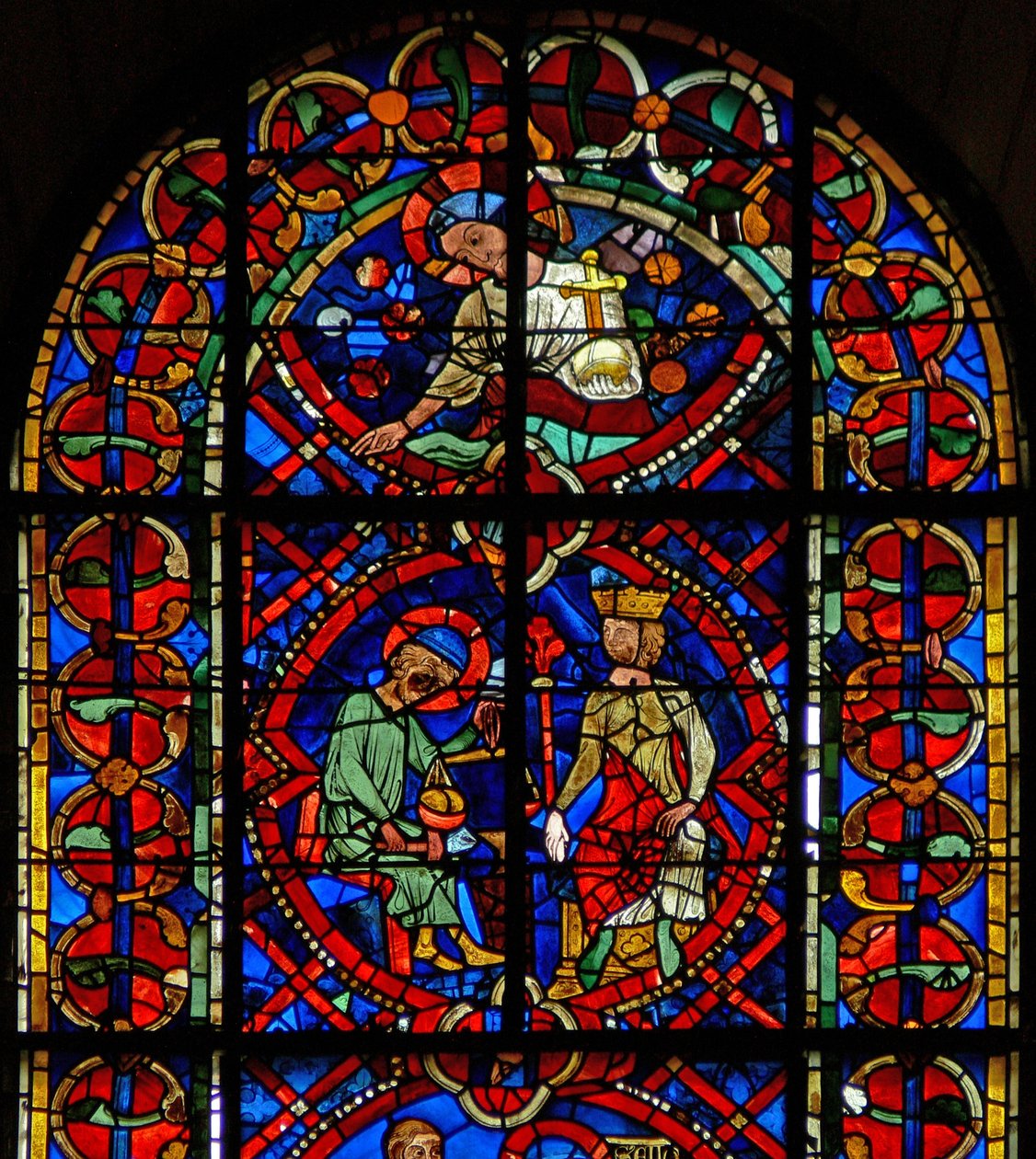 Okno w107b zobrazující St Eloi před králem od French School