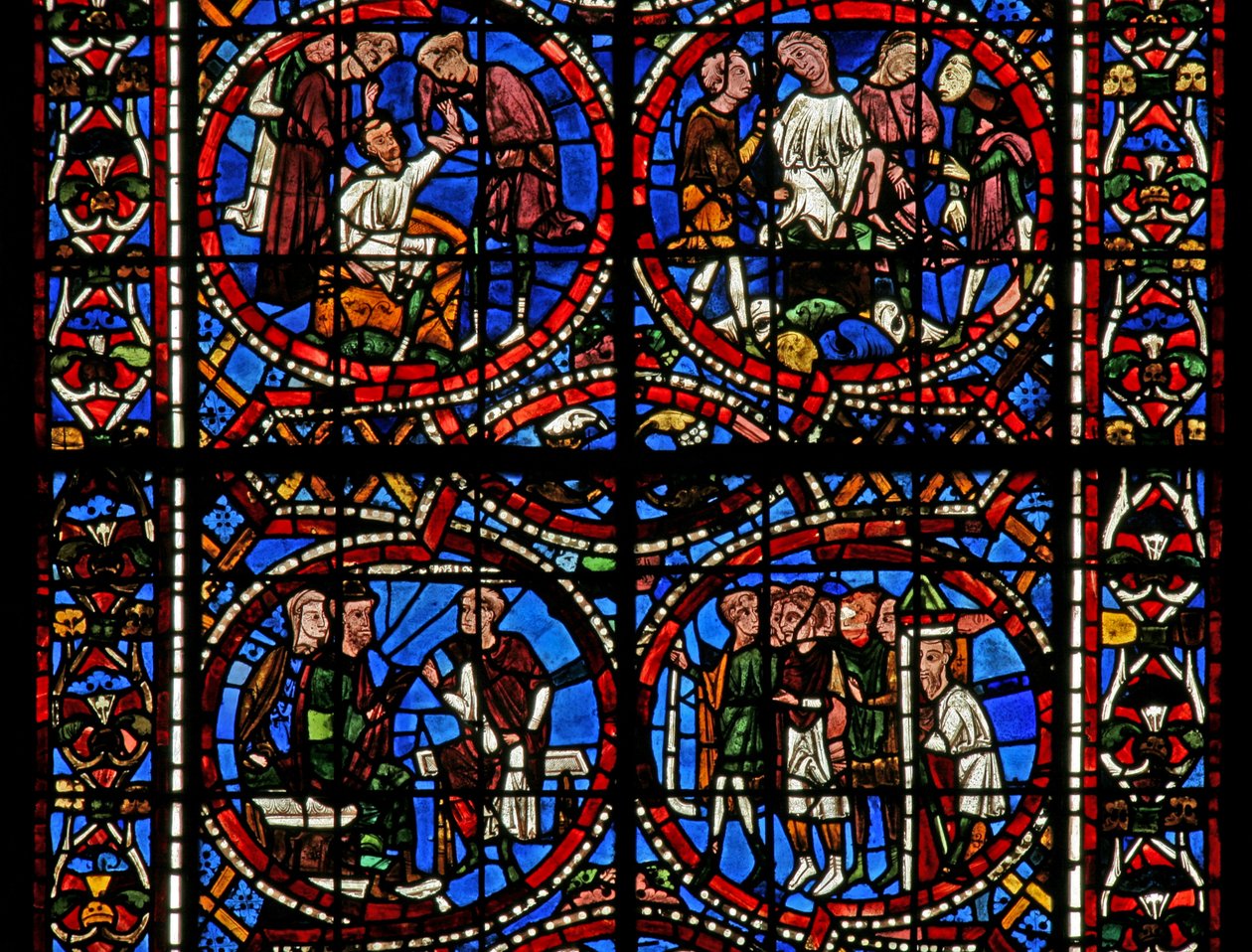 Okno w11-R zobrazující Joseph vypráví svůj sen Jacobovi a jeho ženě od French School