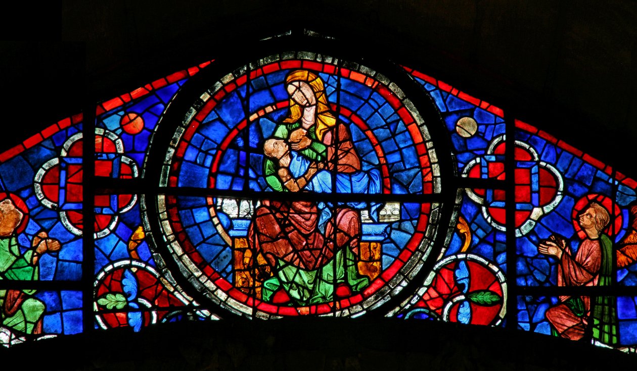 Okno w115 zobrazující Pannu a dítě od French School