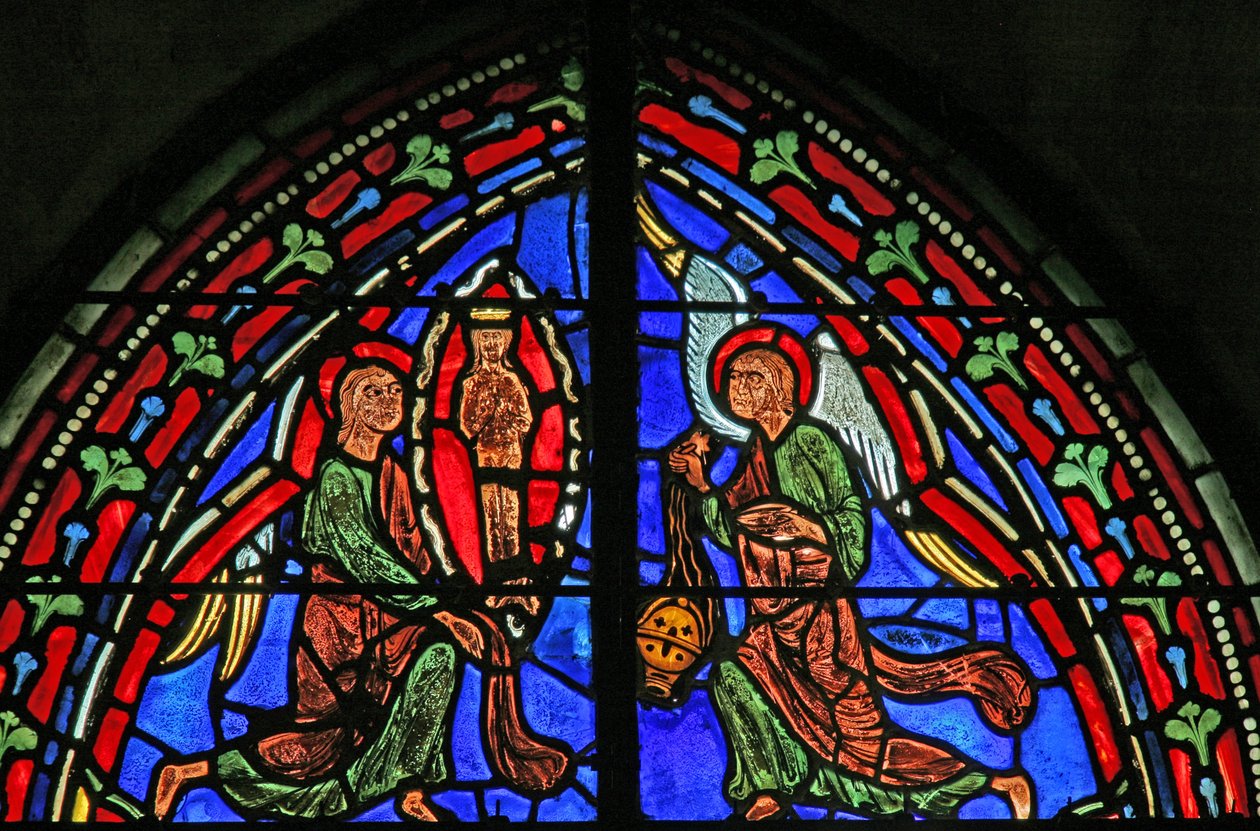 Okno w11 zobrazující duši St Andrews stoupá k nebi od French School