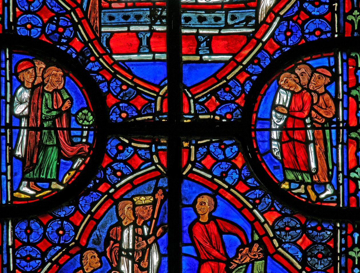 Okno w11 zobrazující kolemjdoucí na pohřbu St Andrews od French School