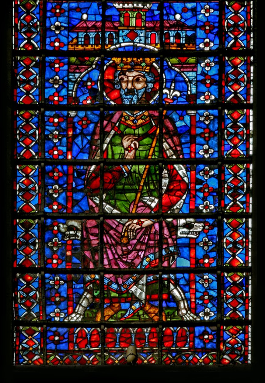 Okno w127 (dolní obrázek) zobrazující krále od French School