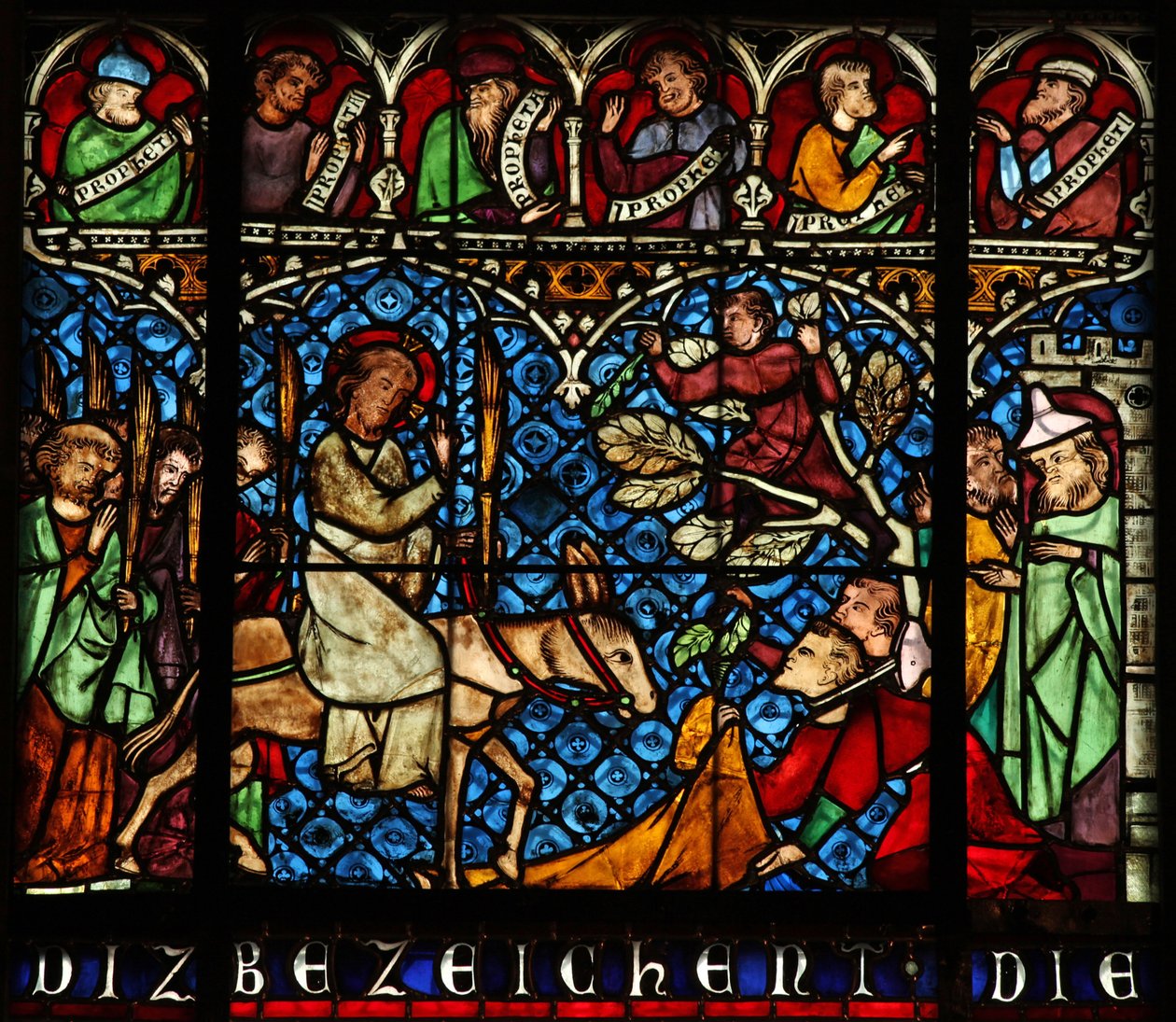 Okno w12 zobrazující vjezd do Jeruzaléma od French School