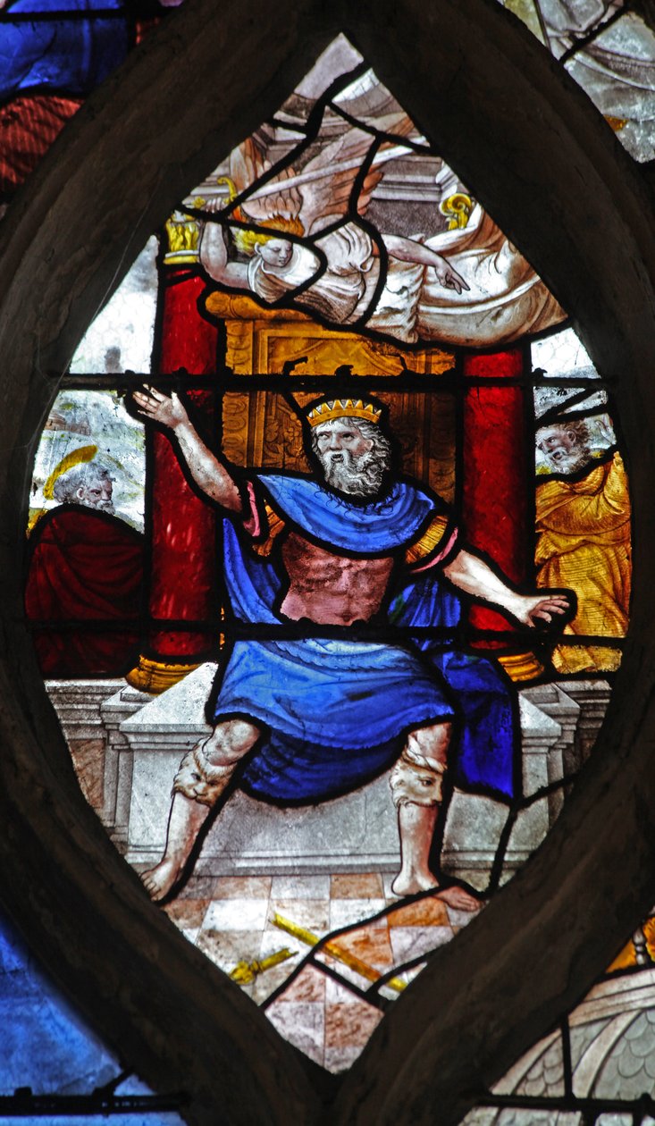 Okno w13 zobrazující scénu svatého Petra; Herodes sužovaný andělem od French School