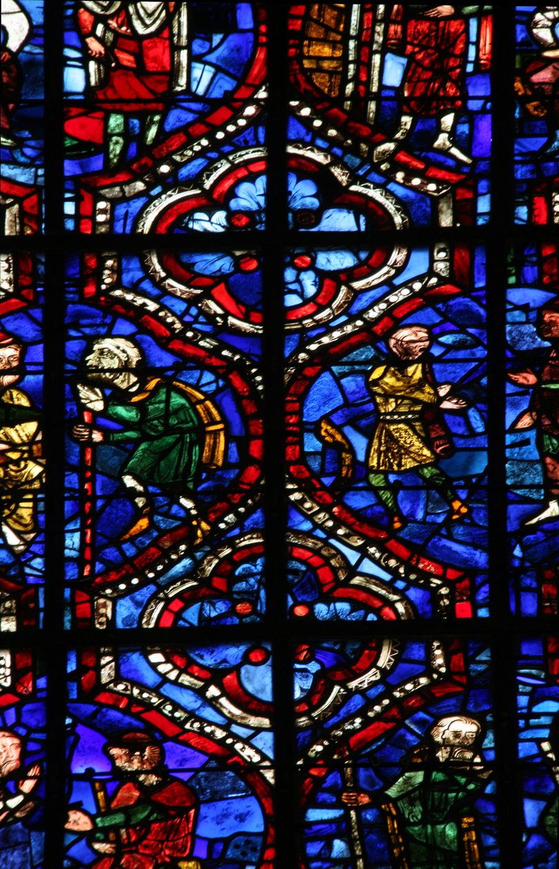 Okno š14-L zobrazující detail pozadí od French School