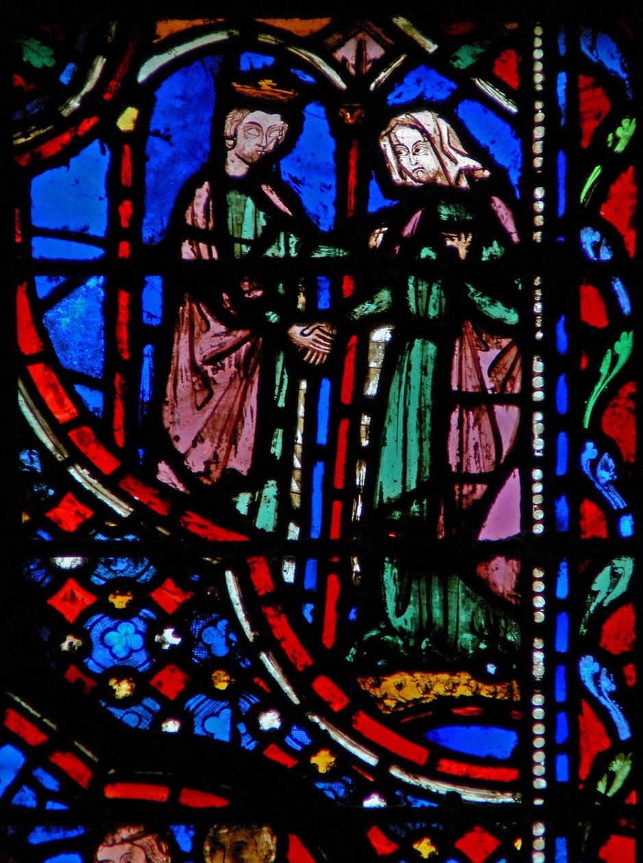 Okno w14 David si bere Abigail I Sam XXV 42 od French School