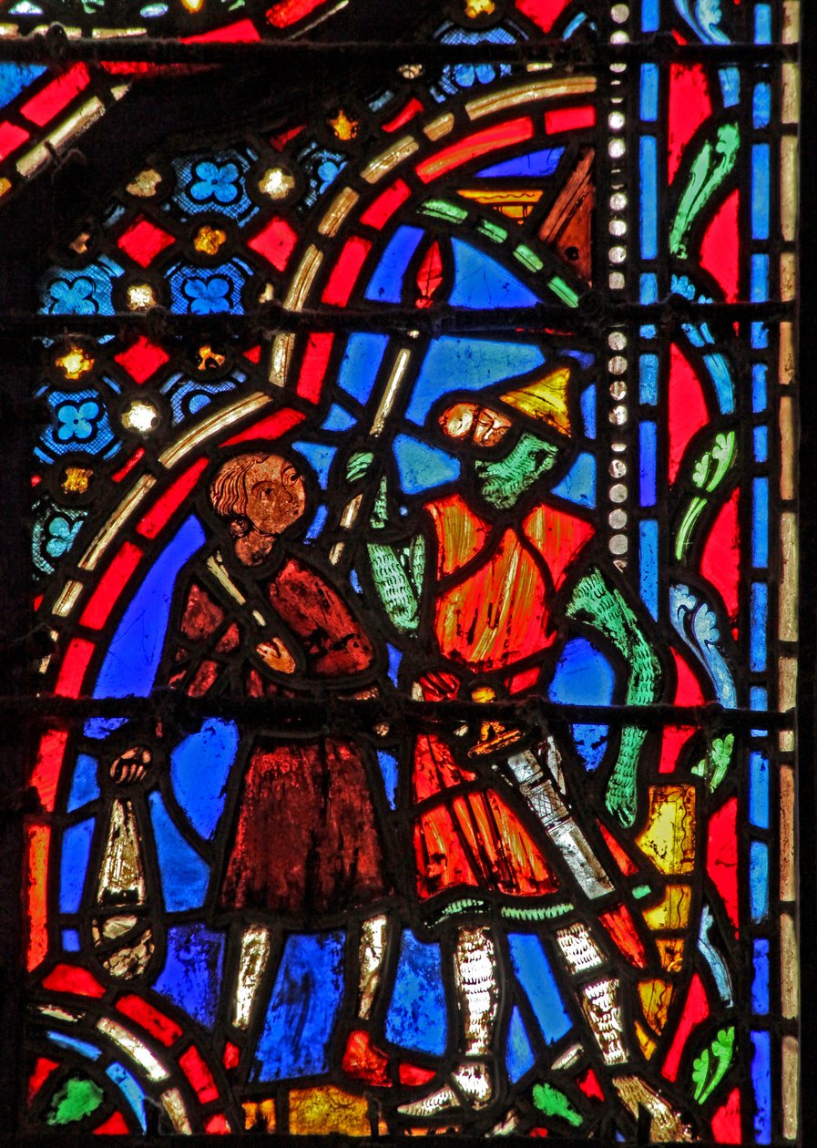 Okno w14 Davidův kámen zasáhl Goliáše I. Samuel XVII 41-49 od French School