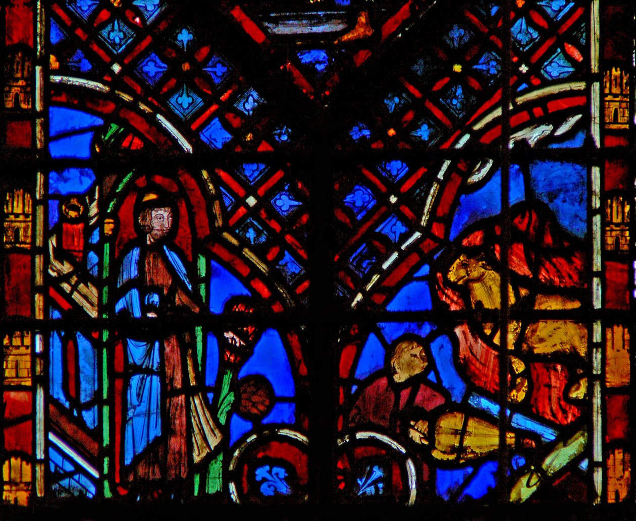 Window w2 Aaron sleduje, jak lidé vytvářejí zlaté tele Ex XXXII 3-4 od French School