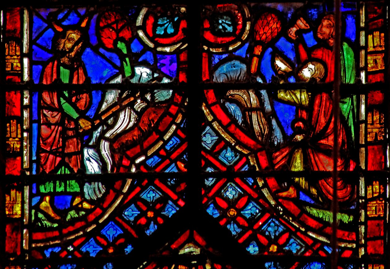 Window w2 Moses naráží na skálu Horeb Ex XVII 35 od French School
