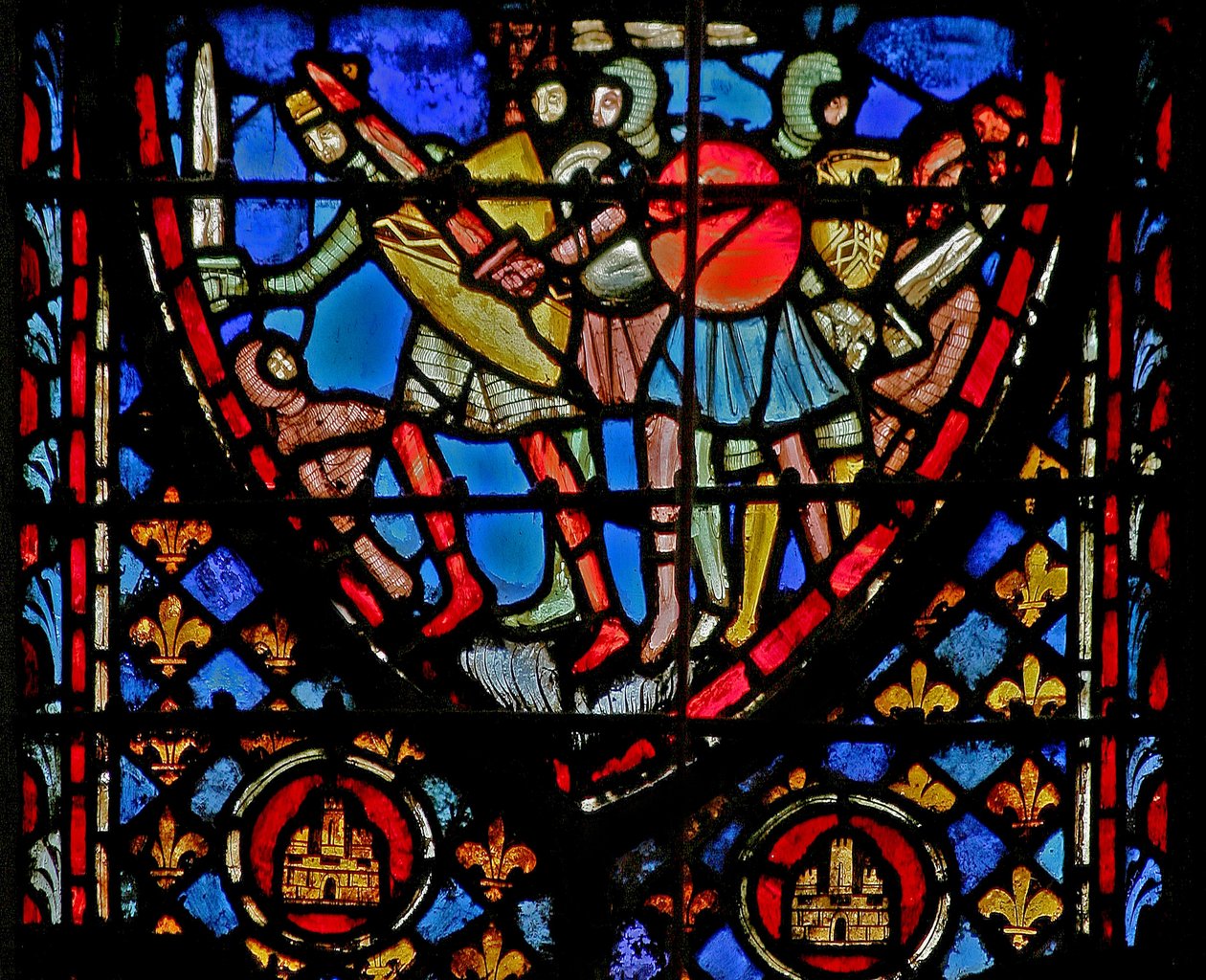 Window w3 A Battle (proti Amalekitům? Numb XIV 45) od French School