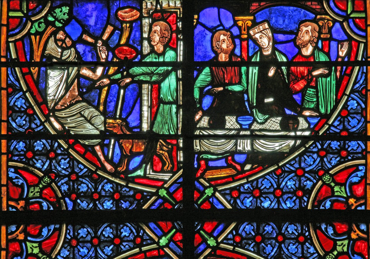 Okno w4 zobrazující Podobenství o ponorech a Lazarovi od French School